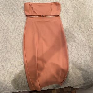 Two piece bandeau top and pencil skirt